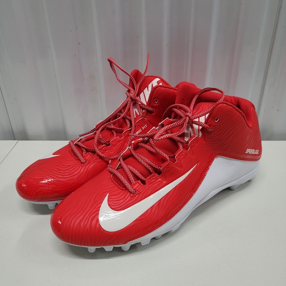 Nike Speedlax 5 Men's Lacrose Cleats 807143-611 Red & White Shoes Size US 15